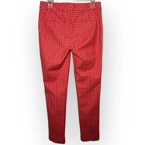 Boden Richmond Red Trousers with Glasses Motif Slim Straight Leg Pants Size 6L - Picture 2 of 15